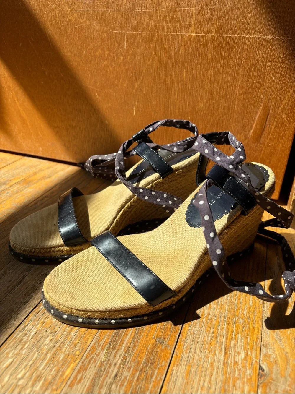 Montego Bay Club Navy Blue Polka Dot Wedges